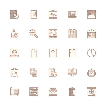25 Medium Stroke Outline Vectors for Information Theme Sharp Icons for Presentations