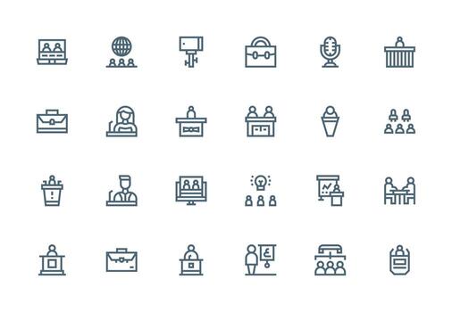 Conference Set with 24 Thick Line Line Icons Complete Icon Bundle for Web Design vector