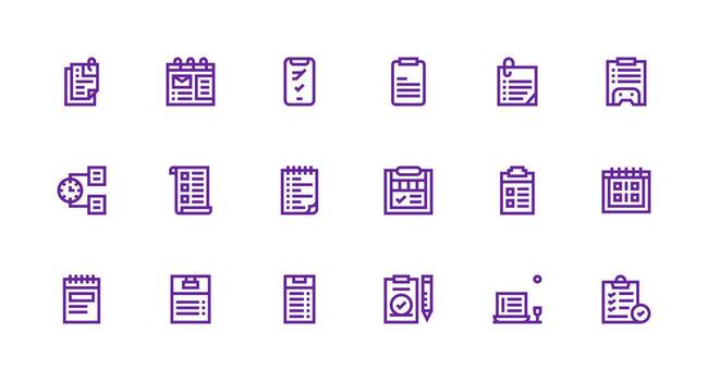 ToDo Icon Set with 18 Strong Stroke Line Graphics Interface Icons for Daily Use vector