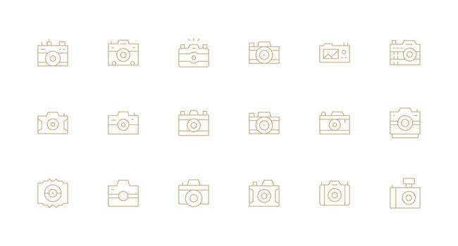 18 Minimal Line Style Icons from Snapshot Collection Basic Icon Series vector