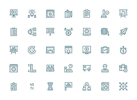 Regular Clean Line Icons from Project Set with 35 Vectors Pixel Perfect Icon Set