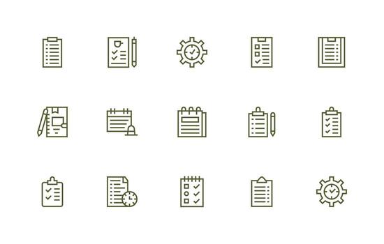 15 íconos para que hacer lista en regular línea formato profesional icono conjunto vector