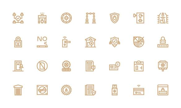 Access Control Visual Pack containing 28 Bold Line Icons Fully Editable Icon Set for Web vector