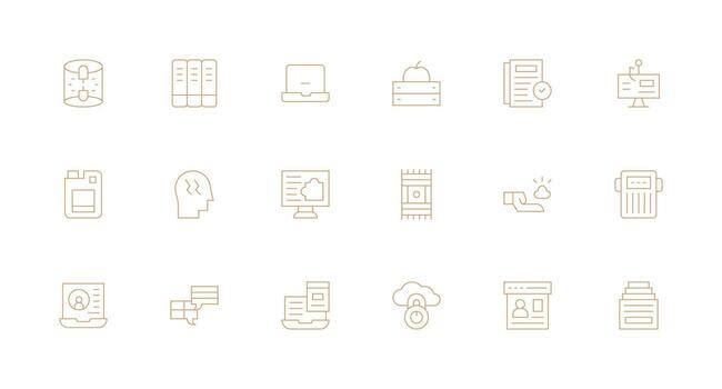 Minimal Line Style Data Management Icons with 18 Vectors Essential Icon Set for Teams