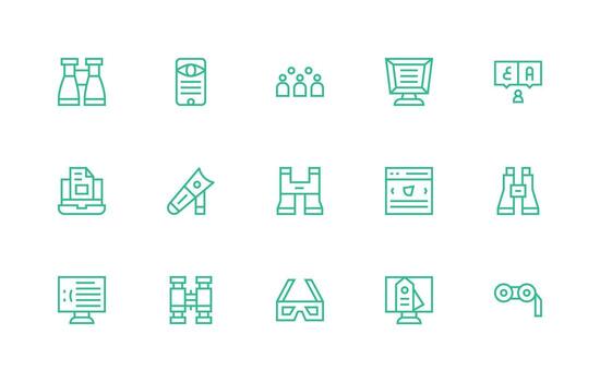 15 Regular Line Style Icons from Viewing Collection Icon Pack vector