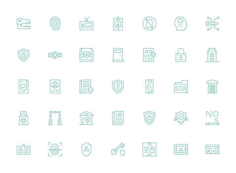 Access Control featuring 35 Icons in Light Line Design Clean Icon Set Icon Pack for UI Projects vector
