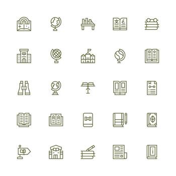25 Medium Stroke Outline Designs for Study Icons Clean Icon Set Icon Pack for UI Projects vector