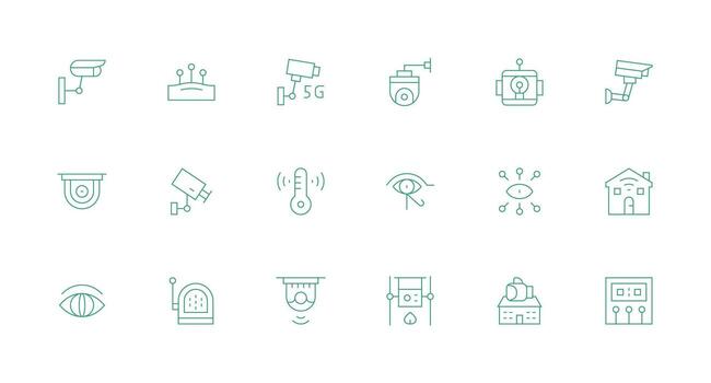 mínimo línea estilo supervisión sistema íconos con 18 vectores profesional icono conjunto