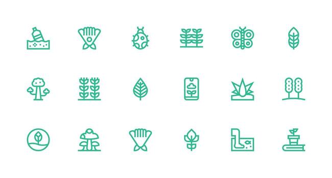 18 Strong Stroke Line Icons for Ecosystem Graphics Balanced Icon Set for Functional Design vector