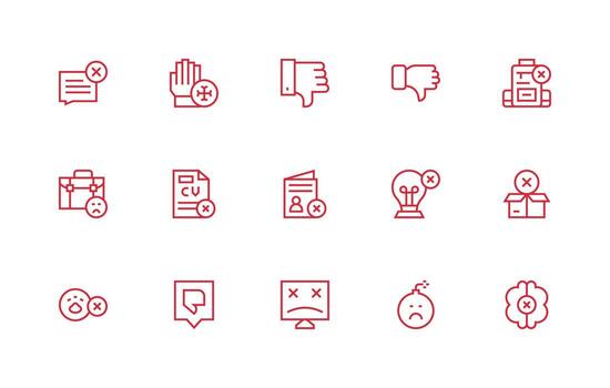 15 Icons for Unsuccessful in Regular Line Format UI and UX Focused Icon Collection vector