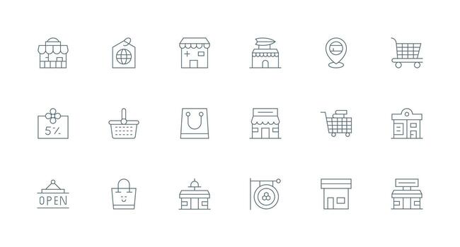 Minimal Line Icons from Retailer Set with 18 Vectors Flexible Icon System for Web Interfaces