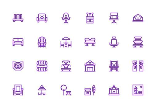 24 Thick Line Line Style Icons from Seating Collection Neatly Designed Icons for Web Platforms vector