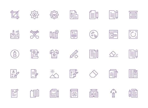 Edit Set with 35 Light Line Icons Clear and Concise Icon Set Collection vector