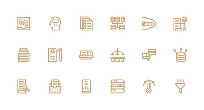 datos administración conjunto con 18 fuerte carrera línea íconos agudo íconos para presentaciones vector