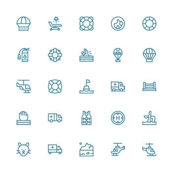 25 Medium Stroke Outline Style Icons from Rescue Collection Clear and Concise Icon Set Collection vector