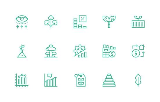 Growth Icon Set with 15 Regular Line Graphics High-Quality Icon Pack vector