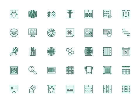 35 íconos para cuadrícula en regular limpiar línea formato claro y conciso icono conjunto colección vector