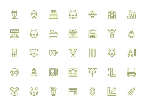 regular limpiar línea estilo dibujo íconos con 35 vectores diseño icono colección