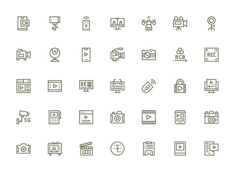 35 íconos para en regular limpiar línea formato agudo íconos para presentaciones vector