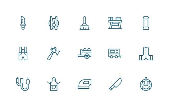 Utility featuring 15 Icons in Regular Line Design Core Icon Collection for Daily Tasks vector