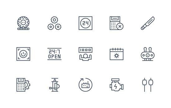 15 íconos para operación en regular línea formato estándar icono paquete vector