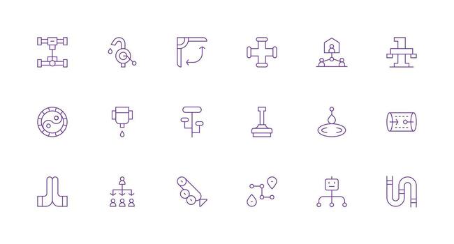 fluir icono conjunto con 18 mínimo línea gráficos diseño Listo icono conjunto para equipos vector