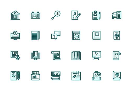 24 documentación íconos en grueso línea línea estético completar icono haz para web diseño vector