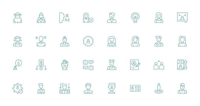 User featuring 32 Icons in Thin Line Design Icon Set for Apps vector