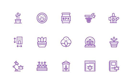 Grow Icon Set with 15 Regular Line Graphics Icon Set for Web vector