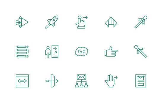 adelante icono conjunto con 15 regular línea gráficos estándar icono paquete vector