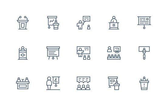 regular línea íconos desde conferencia conjunto con 15 vectores alta resolución íconos para ninguna plataforma