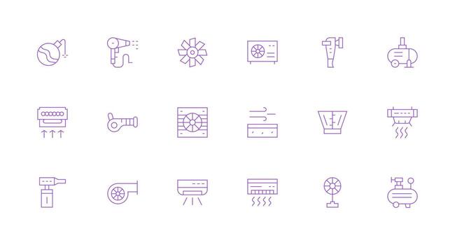 18 íconos para soplador en mínimo línea formato de múltiples fines icono conjunto vector