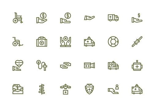 ayuda visual paquete conteniendo 24 grueso línea línea íconos limpiar icono conjunto icono paquete para ui proyectos vector