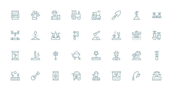 Soil featuring 32 Icons in Thin Line Design Digital Icon Collection vector