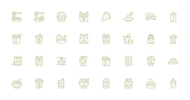 Takeout featuring 32 Icons in Thin Line Design Pixel Perfect Icons for Modern Apps vector