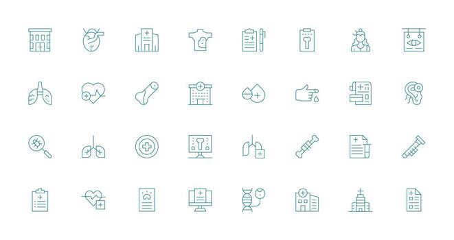 32 Delgado línea íconos para diagnóstico gráficos de múltiples fines icono conjunto vector