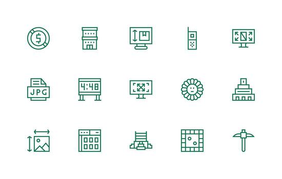 Regular Line Icons from Pixel Set with 15 Vectors Detailed Icon Collection for Design Systems