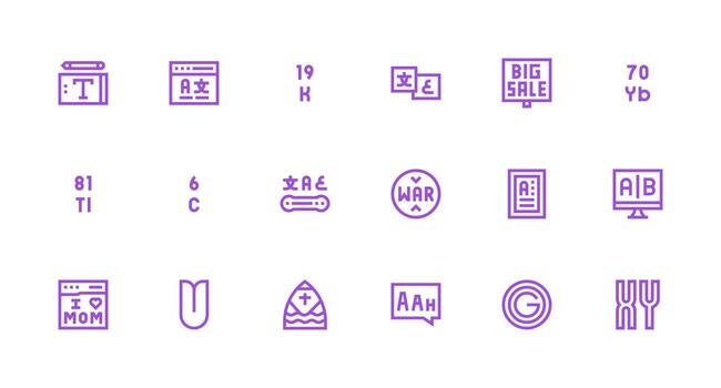 18 Icons for Font in Strong Stroke Line Format Dashboard Icon Series vector