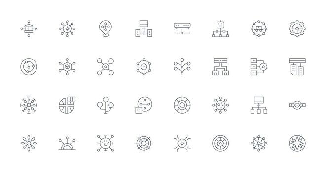 Hub Visual Pack containing 32 Thin Line Icons Complete Icon Bundle for Web Design vector