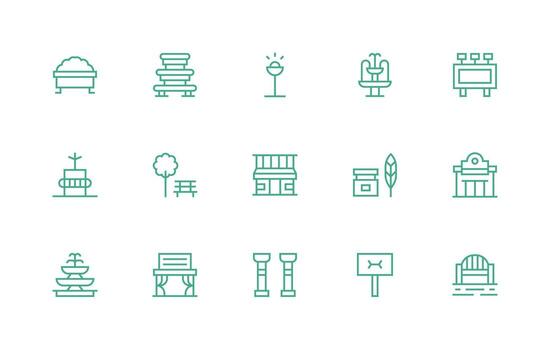 15 Regular Line Style Icons from Public Space Collection Functional Icon Series vector