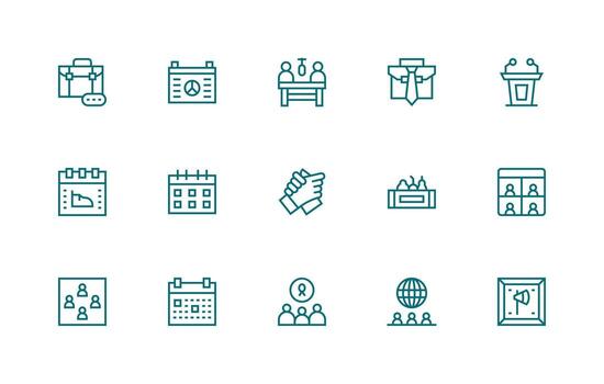 15 Icons for Meeting in Regular Line Format Interface Icon Collection for Daily Projects vector