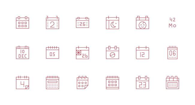 18 Icons for Month in Minimal Line Format Organized Icon Pack for Quick Access vector