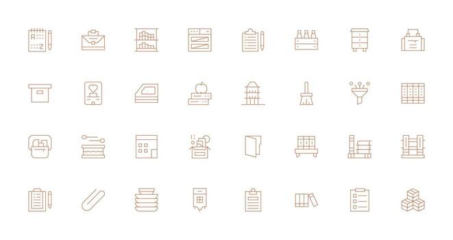 organizar icono conjunto con 32 Delgado línea gráficos estilo icono conjunto vector