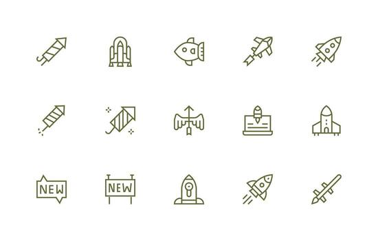15 Regular Line Icons for Launch Graphics Clean Icon Set Icon Pack for UI Projects vector