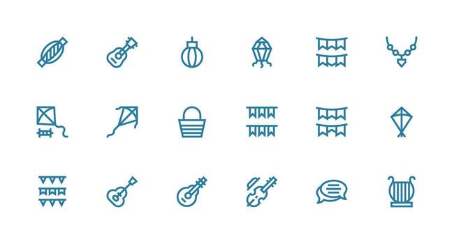 String Set with 18 Strong Stroke Line Icons Detailed Icon Collection for Design Systems vector