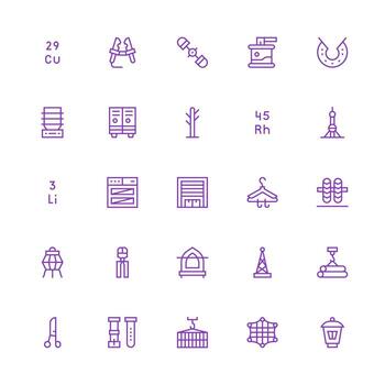 25 Medium Stroke Outline Icons for Metal Graphics Minimal Icon Set for Interface Projects vector
