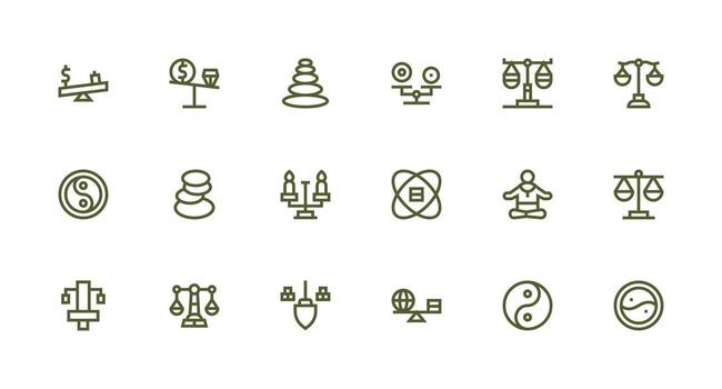 18 Strong Stroke Line Style Icons from Equilibrium Collection Balanced Icon Set for Functional Design vector