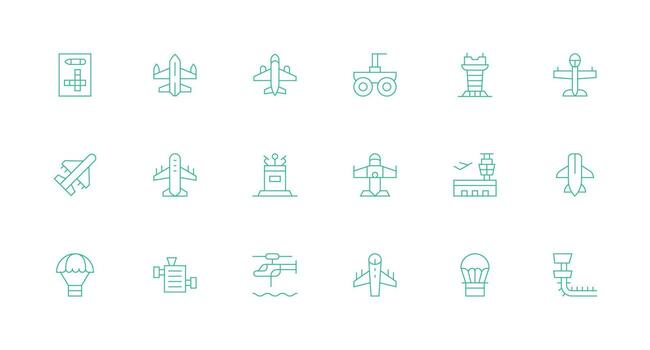 Minimal Line Style Landing Icons with 18 Vectors User Interface Icons for Digital Products