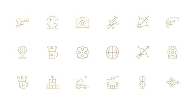 Shooting Set with 18 Minimal Line Icons Reusable Icon Set vector