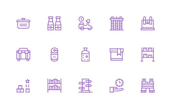 Regular Line Style Logistic Icons with 15 Vectors Icon Pack for UI